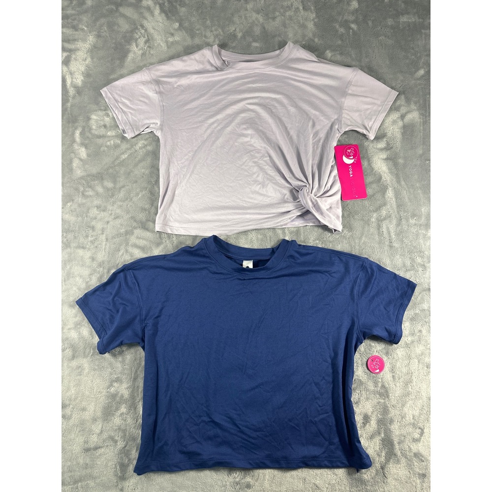 Yogalicious Girls‎ 2 Piece Set Super Soft Basic S/S Top Sideline Twist Top L 12